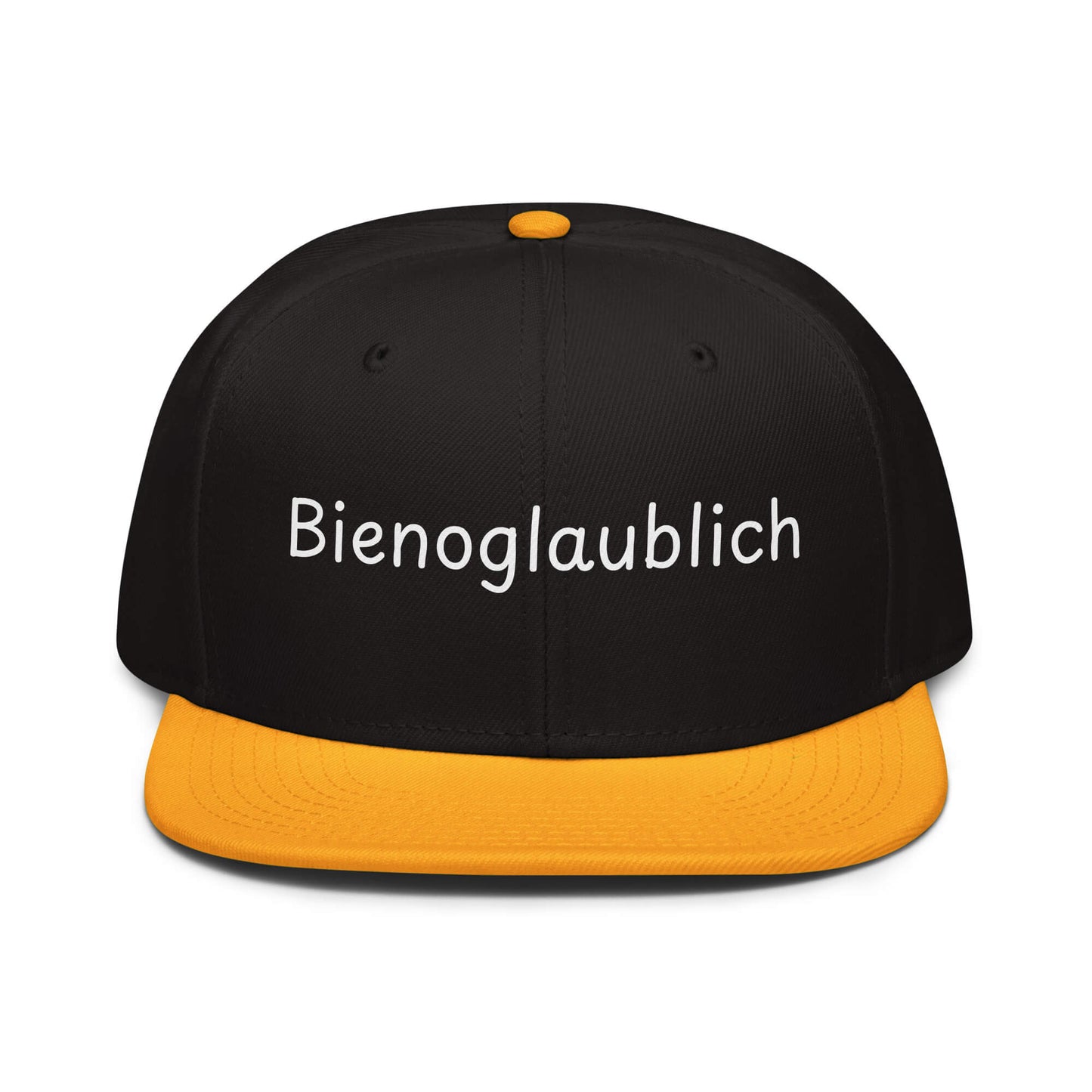 Bienoglaublich Snapback Cap in Schwarz - Gold aus Acryl-Woll-Mix - neues Wort für Leichtigkeit und Wachstum - Front - Wortstolz Design