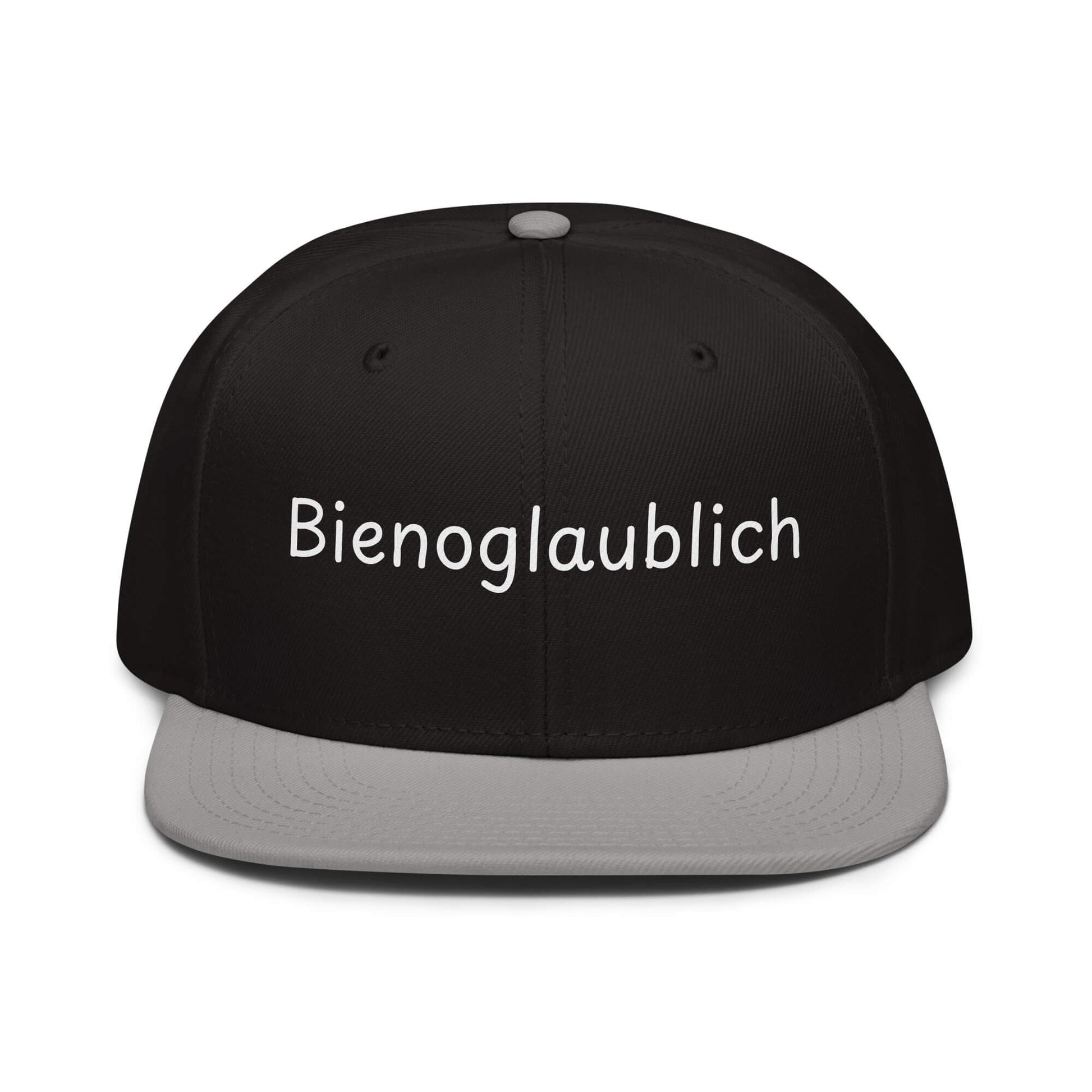 Bienoglaublich Snapback Cap in Schwarz - Grau aus Acryl-Woll-Mix - neues Wort für Leichtigkeit und Wachstum - Front - Wortstolz Design
