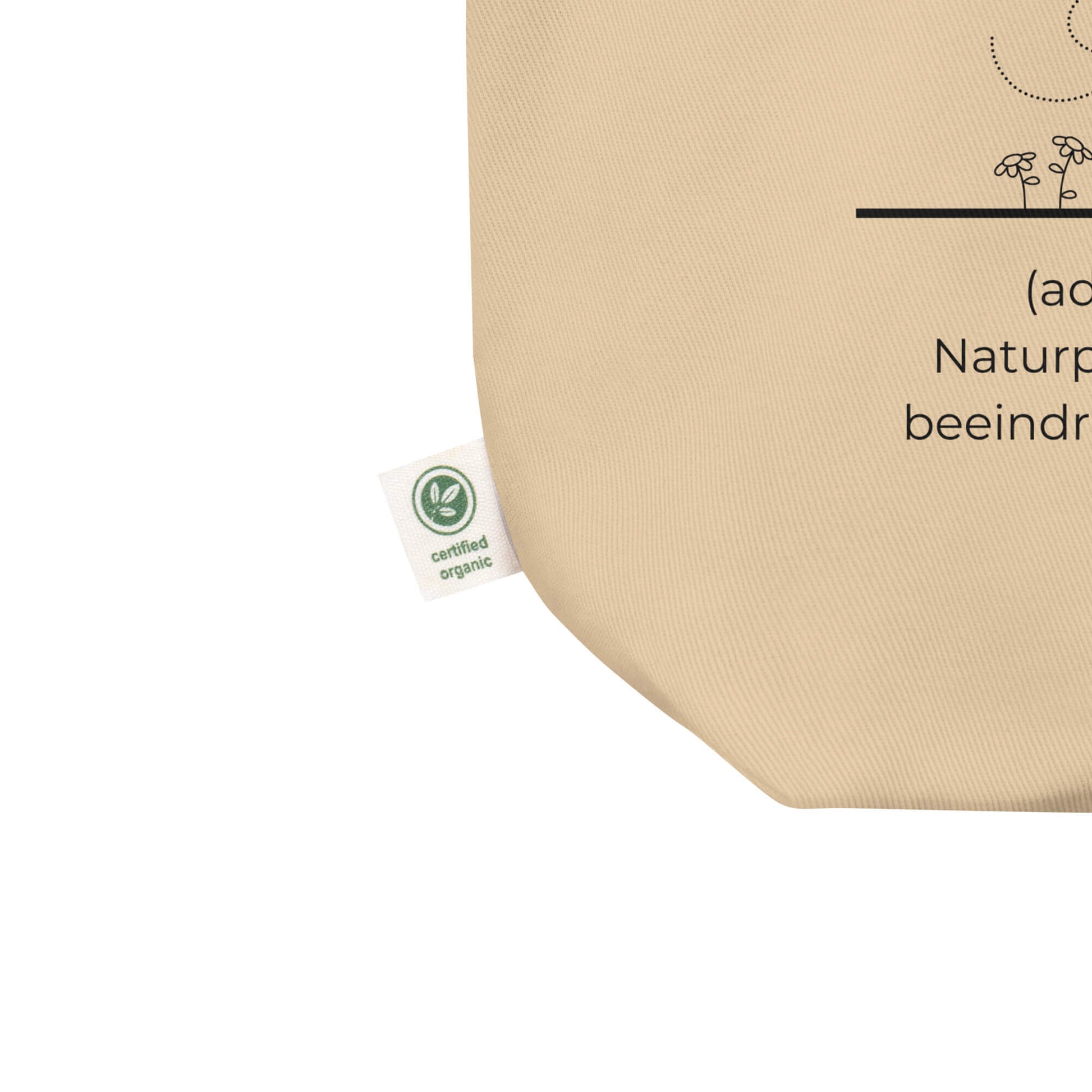 Bienoglaublich Bio-Stoffbeutel. Einkaufstasche in Oyster aus Bio-Baumwolle - Res5 Edition - Ansicht Zertifikat Info