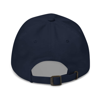 Blumotastisch Premium Dad Cap in Marineblau aus Chino-Baumwoll-Twill - neues Wort für Perfektion und Schönheit - Back - Wortstolz Design
