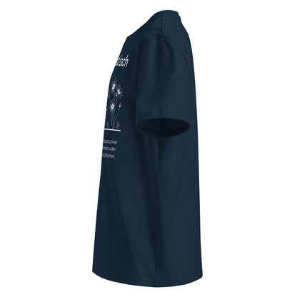 Blumotastisch Premium T-Shirt in Marineblau aus Bio-Baumwolle - neues Wort für Perfektion und Schönheit - Links - Wortstolz Design