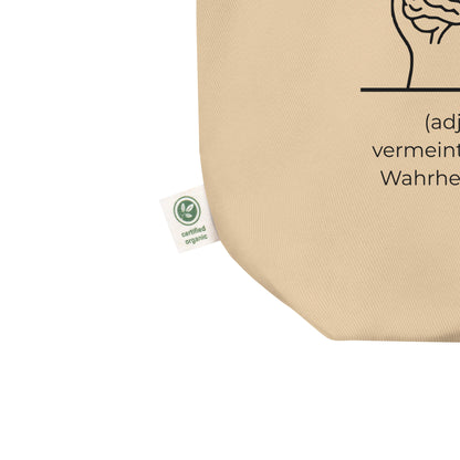 Brilliantonomisch Bio-Stoffbeutel. Einkaufstasche in Oyster aus Bio-Baumwolle - Res5 Edition - Ansicht Zertifikat Info
