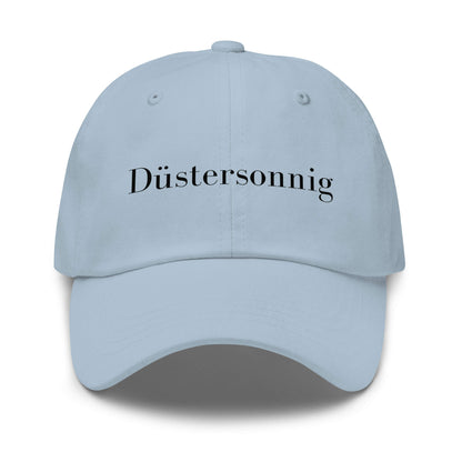 Düstersonnig Premium Dad Cap in Light Blue aus Chino-Baumwoll-Twill - neues Wort für Dunkelheit und inneres Licht - Front - Wortstolz Design