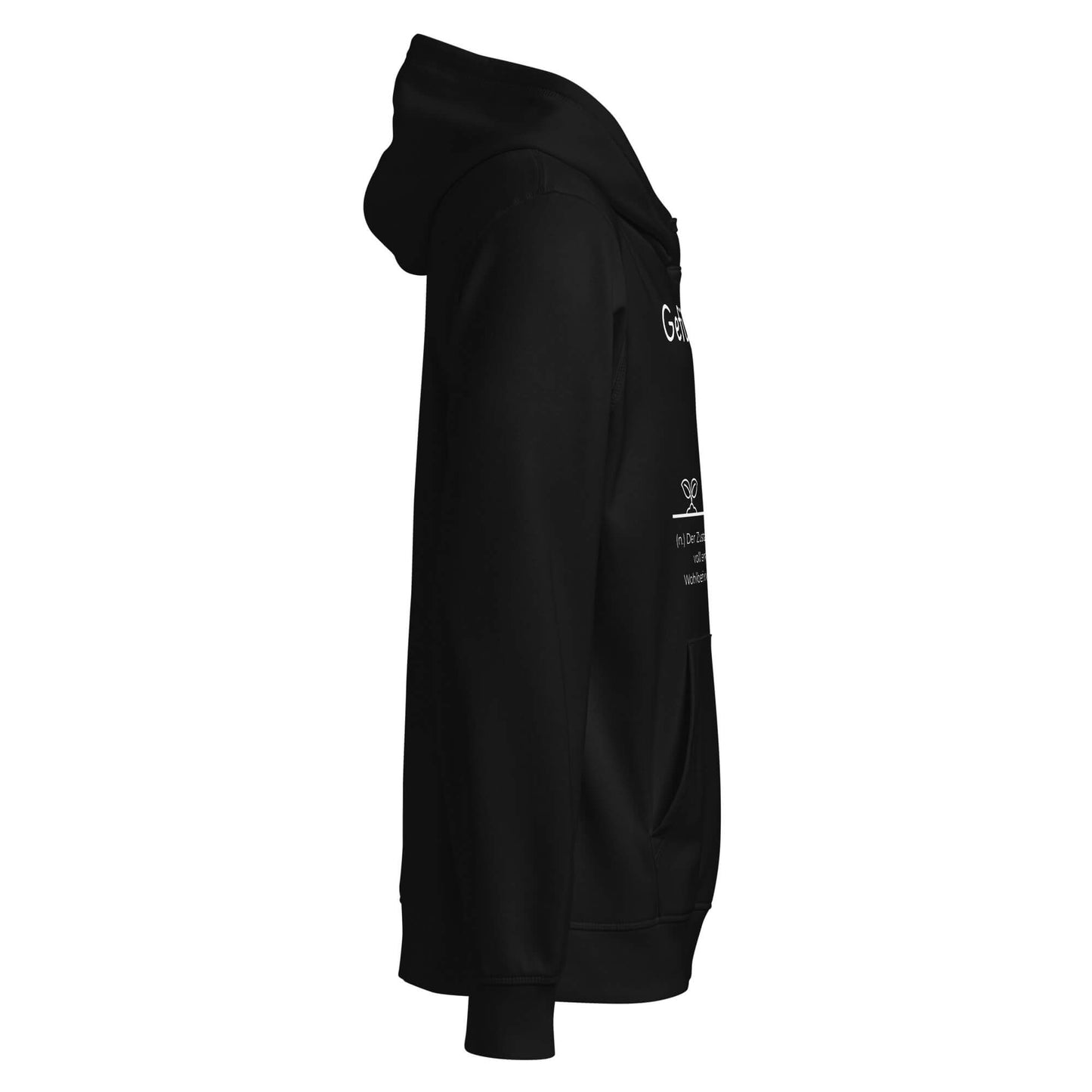 Hoodie mit Spruch - Gefühlsblühen Kapuzenpullover in Schwarz aus Bio-Baumwolle - Res5 Edition - Seitenansicht rechts