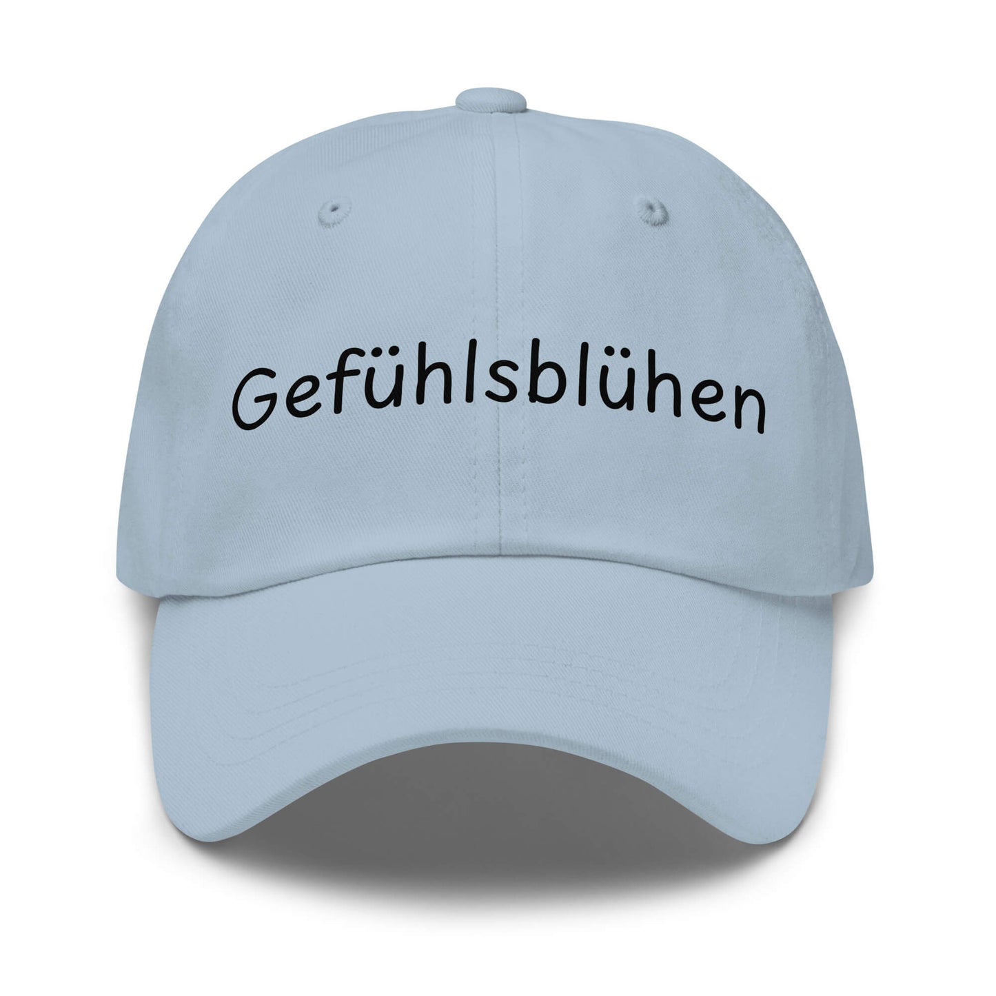 Gefühlsblühen Premium Dad Cap in Light Blue aus Chino-Baumwoll-Twill - neues Wort für Emotionen und Wohlbefinden - Front - Wortstolz Design