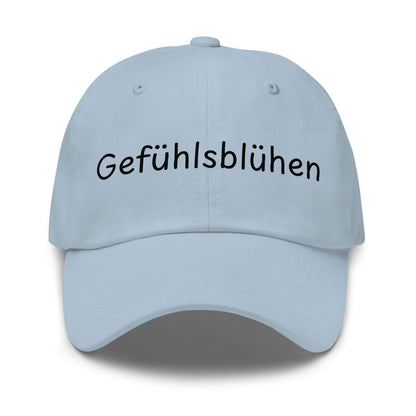 Gefühlsblühen Premium Dad Cap in Light Blue aus Chino-Baumwoll-Twill - neues Wort für Emotionen und Wohlbefinden - Front - Wortstolz Design