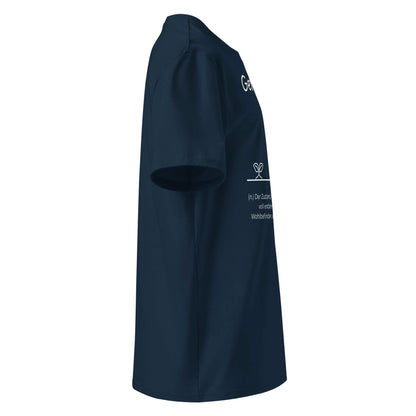 Gefühlsblühen Premium T-Shirt in Marineblau aus Bio-Baumwolle - neues Wort für Emotionen und Wohlbefinden - Rechts - Wortstolz Design