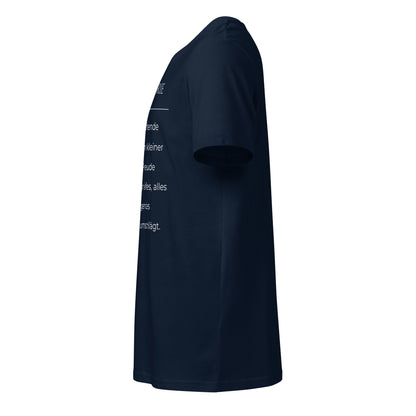 Glücksphorie T-Shirt in Marineblau aus Bio-Baumwolle - neues Wort für Freude und Glück - Links - Wortstolz Design