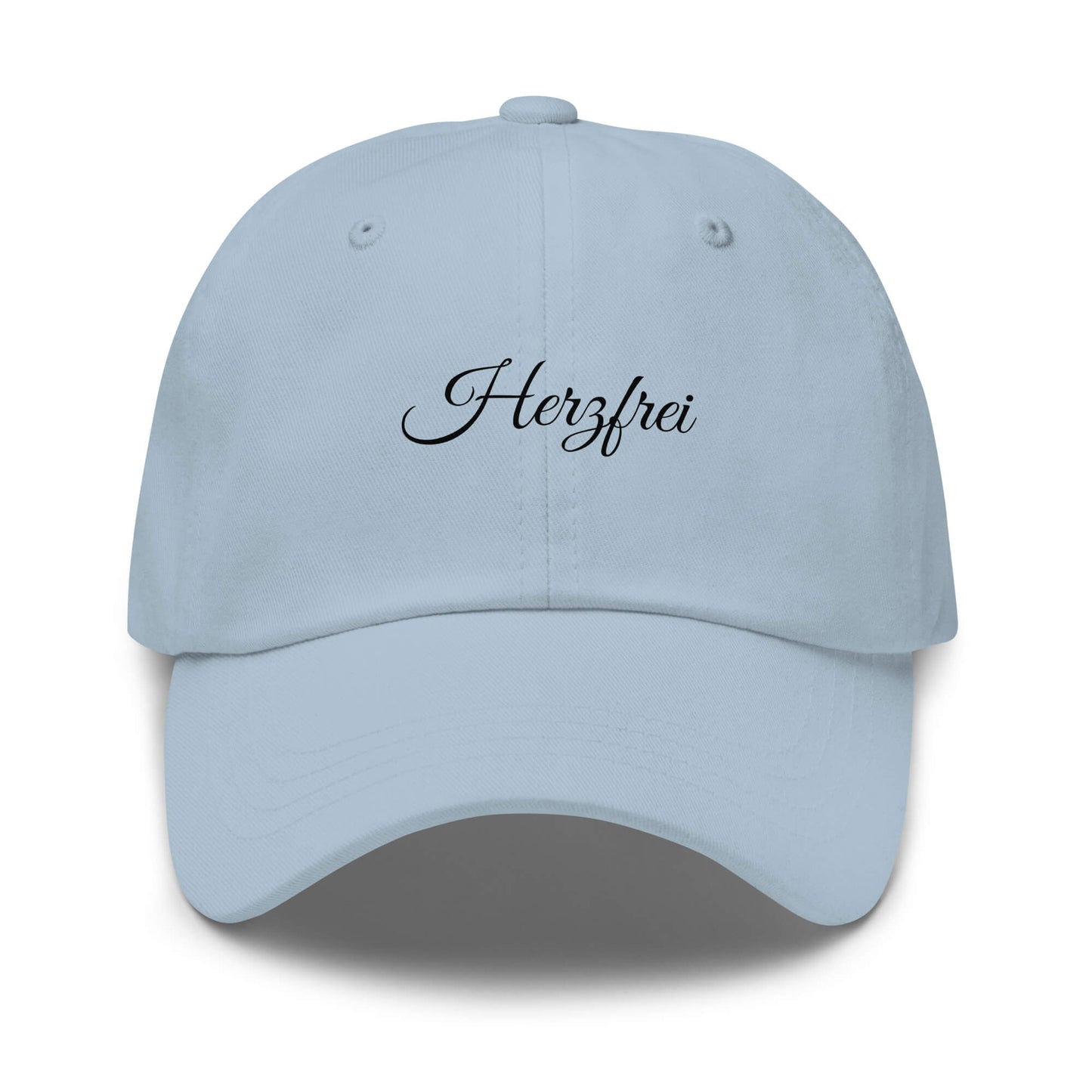Herzfrei Premium Dad Cap in Light Blue aus Chino-Baumwoll-Twill - neues Wort für Freiheit und Liebe - Front - Wortstolz Design