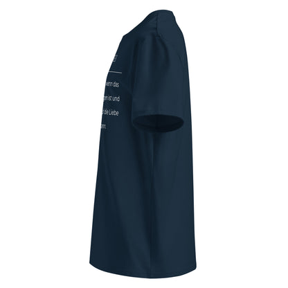 Herzfrei Premium T-Shirt in Marineblau aus Bio-Baumwolle - neues Wort für Freiheit und Liebe - Links - Wortstolz Design