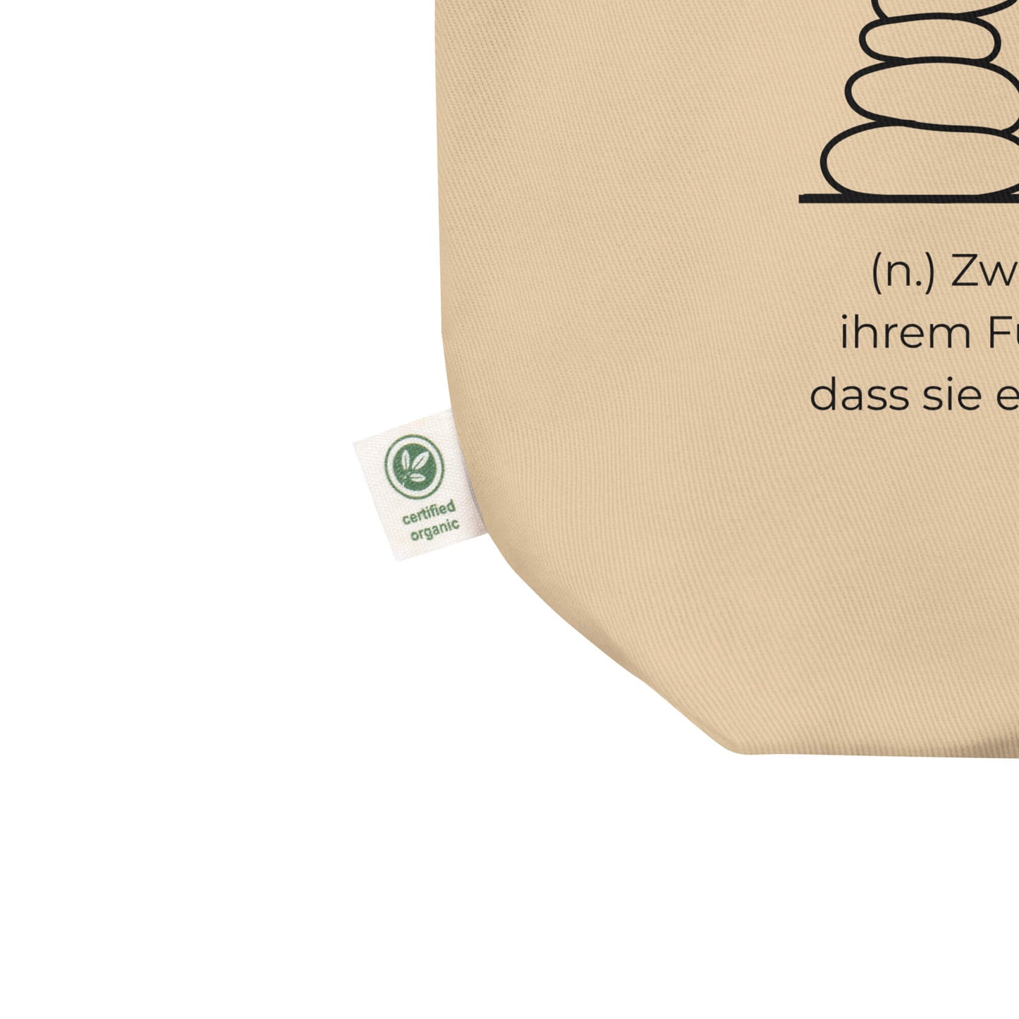Herzpaar Bio-Stoffbeutel. Einkaufstasche in Oyster aus Bio-Baumwolle - Res5 Edition - Ansicht Zertifikat Info