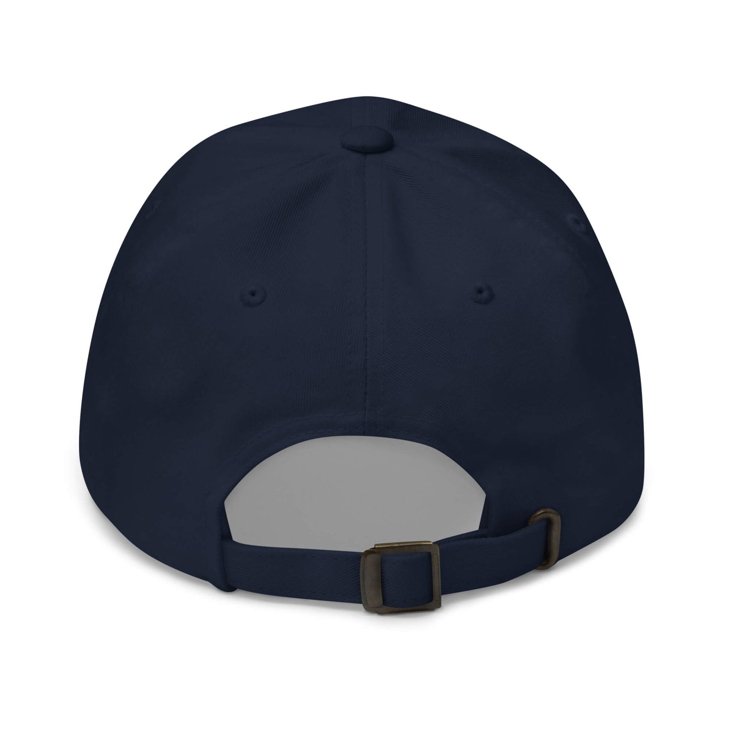 Hungrigrantisch Premium Dad Cap in Marineblau aus Chino-Baumwoll-Twill - neues Wort für hungrig & grantig - Back - Wortstolz Design