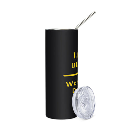 Lichtblicke Gold Edelstahlbecher in Schwarz - Welt für Energie und Aufbruch - Rechts - Wortstolz Design