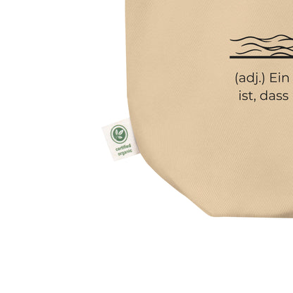 Lichtglaublich Bio-Stoffbeutel. Einkaufstasche in Oyster aus Bio-Baumwolle - Res5 Edition - Ansicht Zertifikat Info