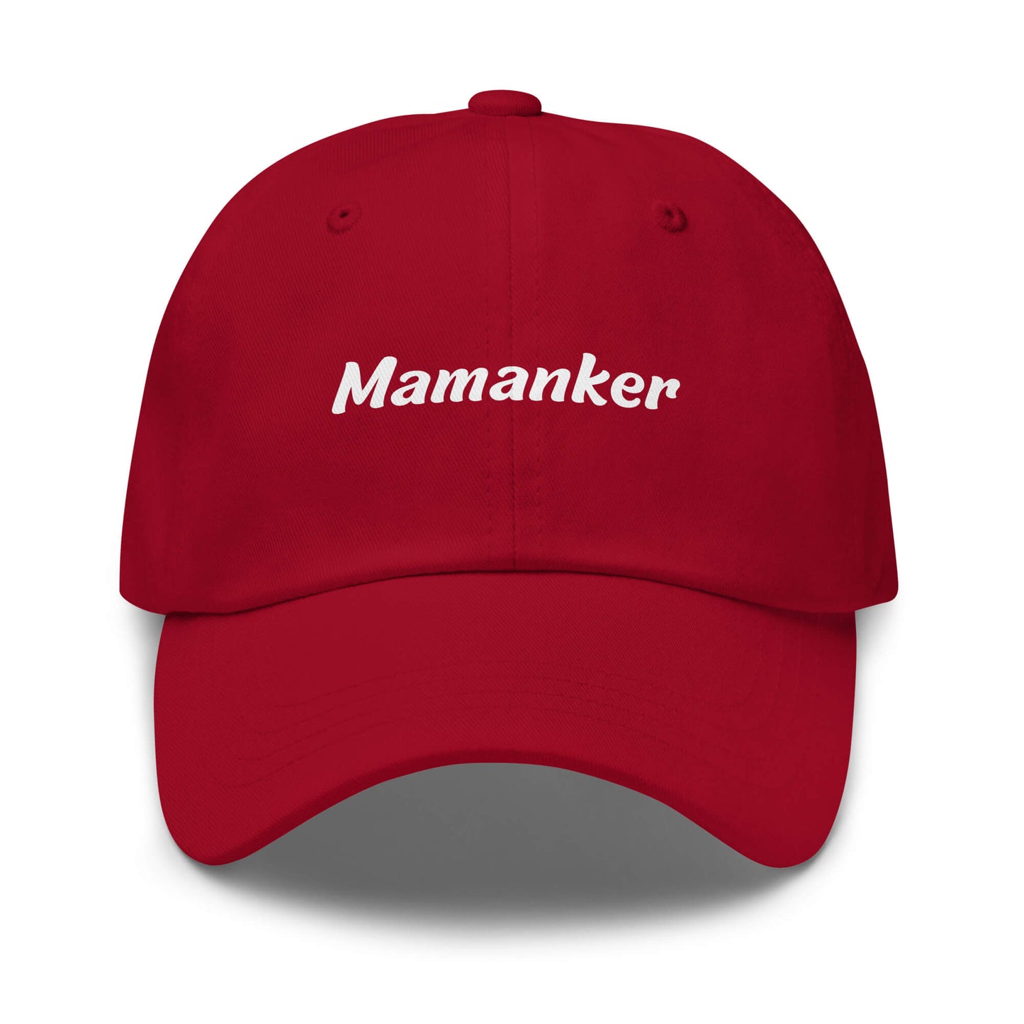Geschenk Cap - Mamanker Dad Cap in Cranberry - Premium Edition - mit weißem Print - Frontansicht