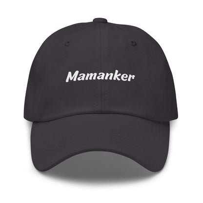 Geschenk Cap - Mamanker Dad Cap in Grau - Premium Edition - mit weißem Print - Frontansicht
