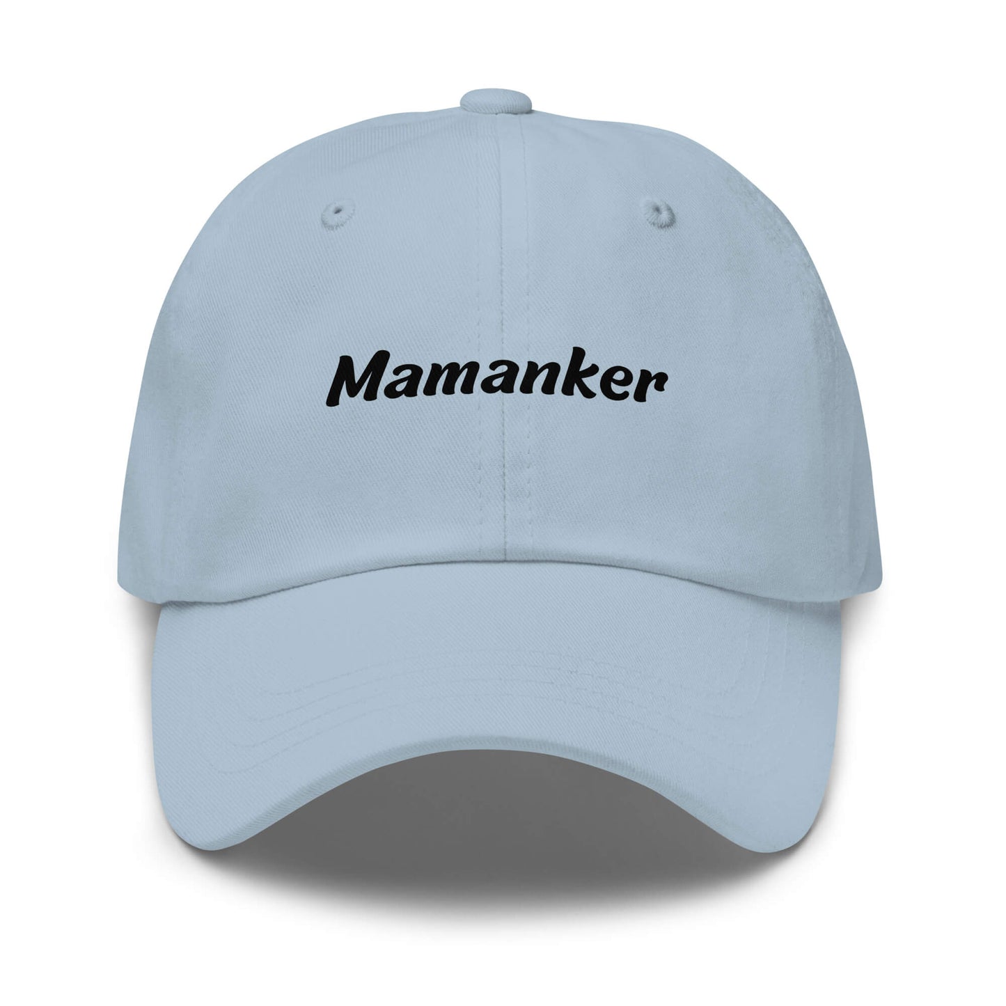 Geschenk Cap - Mamanker Dad Cap in Light Blue - Premium Edition - mit schwarzem Print - Frontansicht