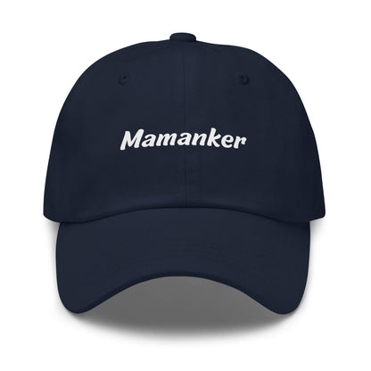 Geschenk Cap - Mamanker Dad Cap in Marineblau - Premium Edition - mit weißem Print - Frontansicht