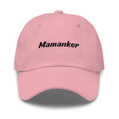 Geschenk Cap - Mamanker Dad Cap in Pink - Premium Edition - mit schwarzem Print - Frontansicht