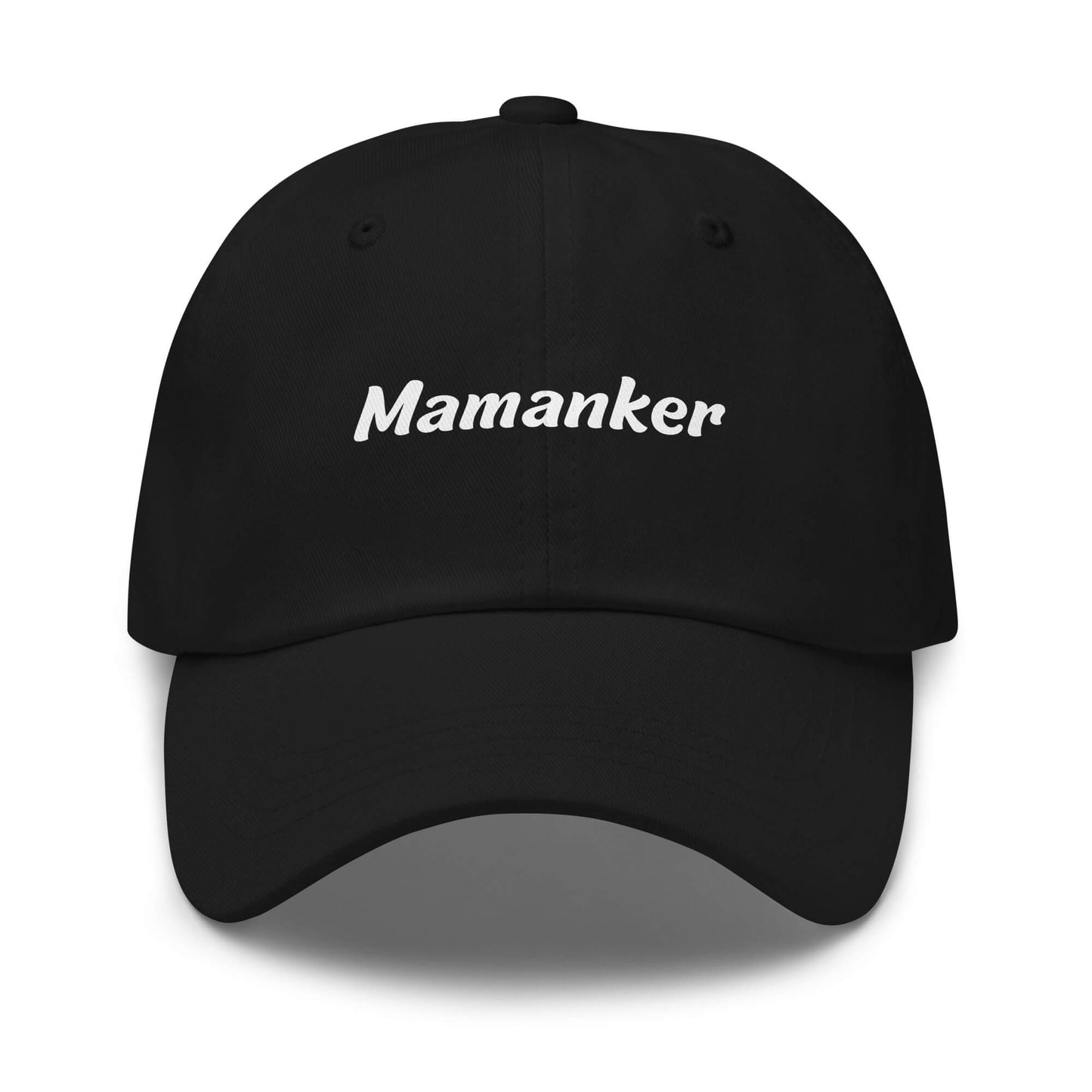 Geschenk Cap - Mamanker Dad Cap in Schwarz - Premium Edition - mit weißem Print - Frontansicht