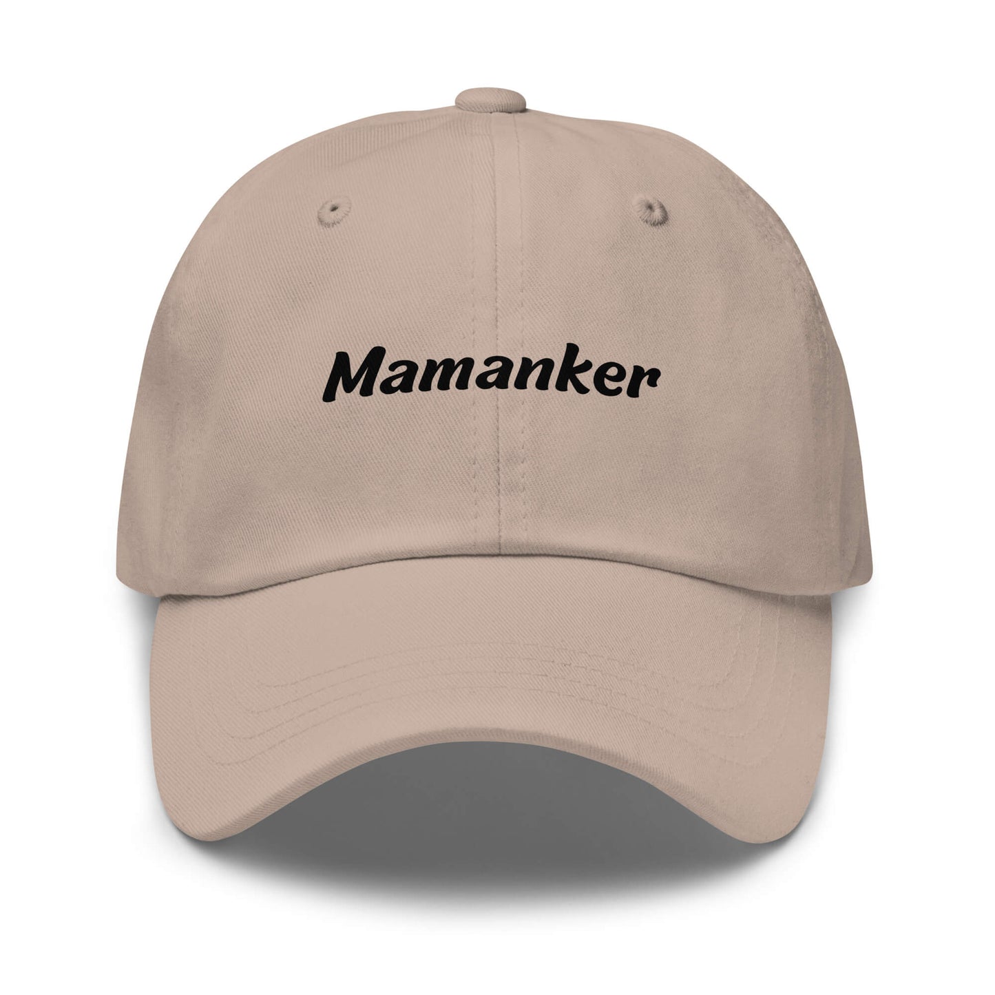 Geschenk Cap - Mamanker Dad Cap in Stone - Premium Edition - mit schwarzem Print - Frontansicht