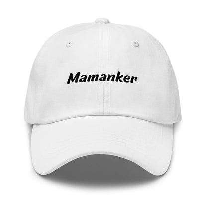Geschenk Cap - Mamanker Dad Cap in Weiß - Premium Edition - mit schwarzem Print - Frontansicht