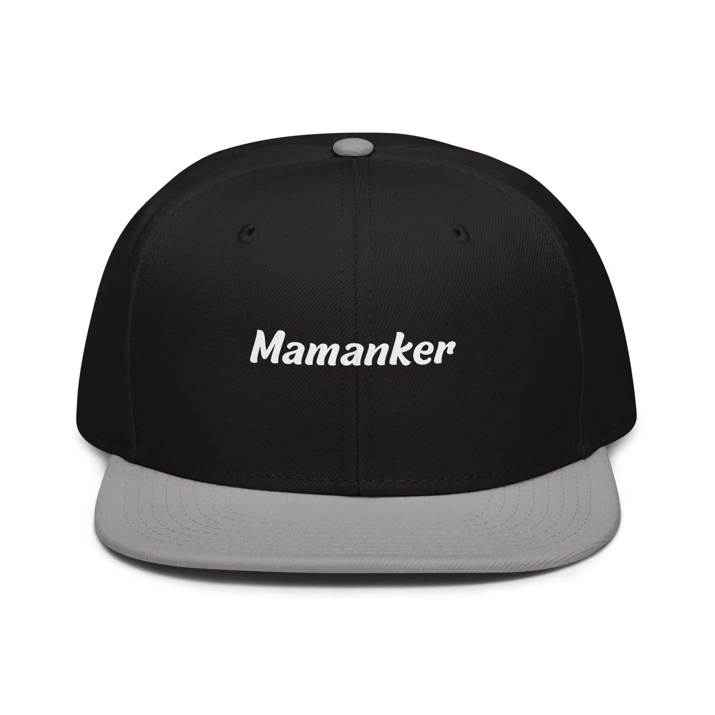 Geschenk Cap - Mamanker Snapback Cap in Schwarz-Grau - Res5 Edition - mit weißem Print - Frontansicht