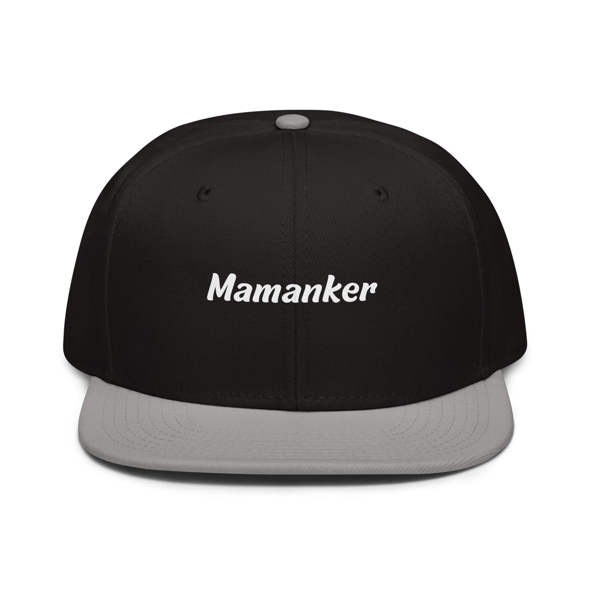 Geschenk Cap - Mamanker Snapback Cap in Schwarz-Grau - Res5 Edition - mit weißem Print - Frontansicht