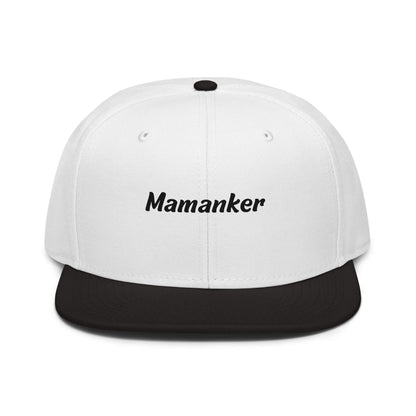 Geschenk Cap - Mamanker Snapback Cap in Weiß-Schwarz - Res5 Edition - mit schwarzem Print - Frontansicht