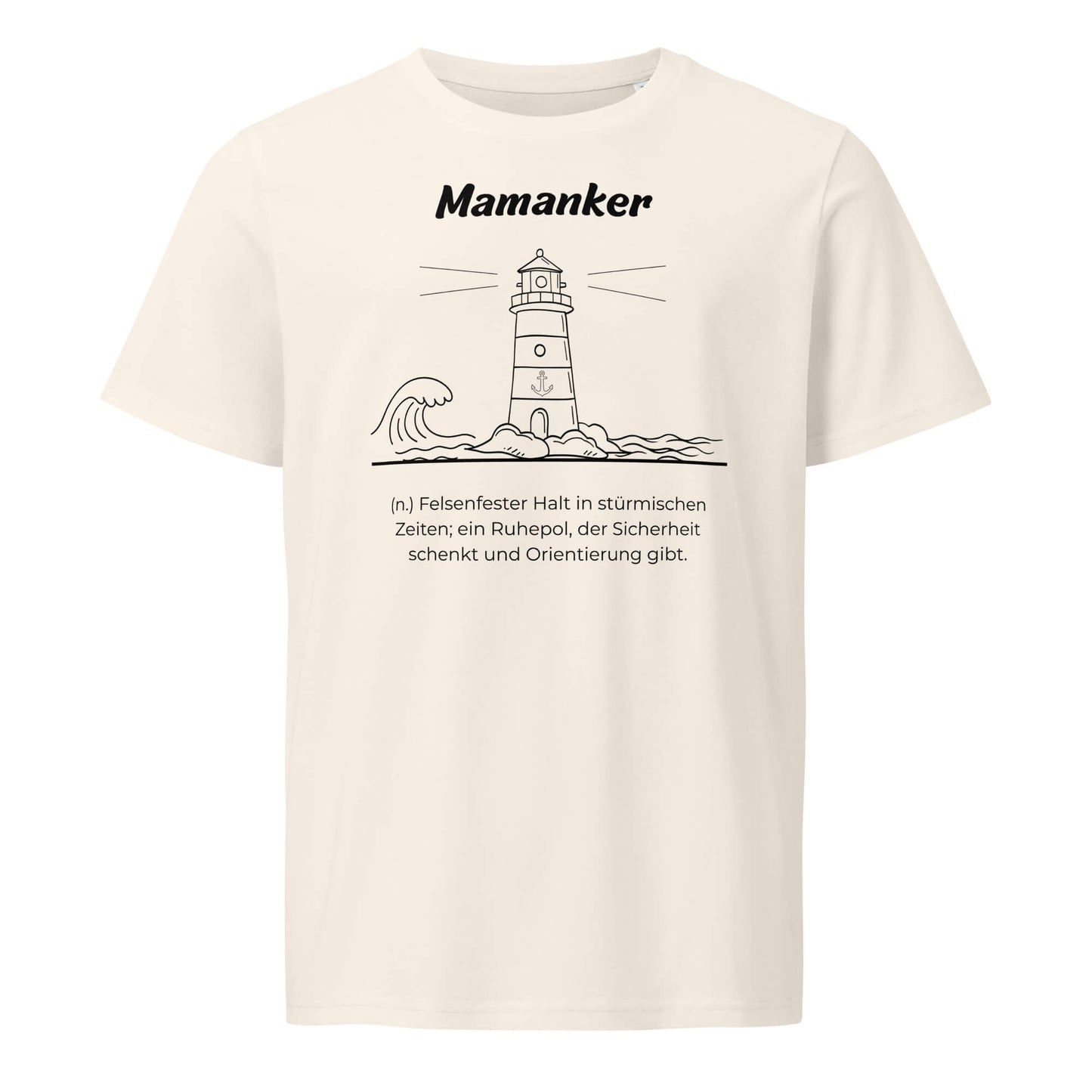 Geschenk T-Shirt - Mamanker T-Shirt in Vintage White aus 155g/m² Bio-Baumwolle, Res5 Edition, Frontansicht mit schwarzem Print