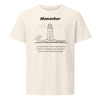 Geschenk T-Shirt - Mamanker T-Shirt in Vintage White aus 155g/m² Bio-Baumwolle, Res5 Edition, Frontansicht mit schwarzem Print