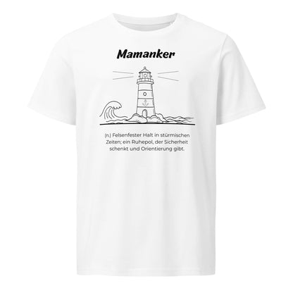 Geschenk T-Shirt - Mamanker T-Shirt in Weiß aus 155g/m² Bio-Baumwolle, Res5 Edition, Frontansicht mit schwarzem Print