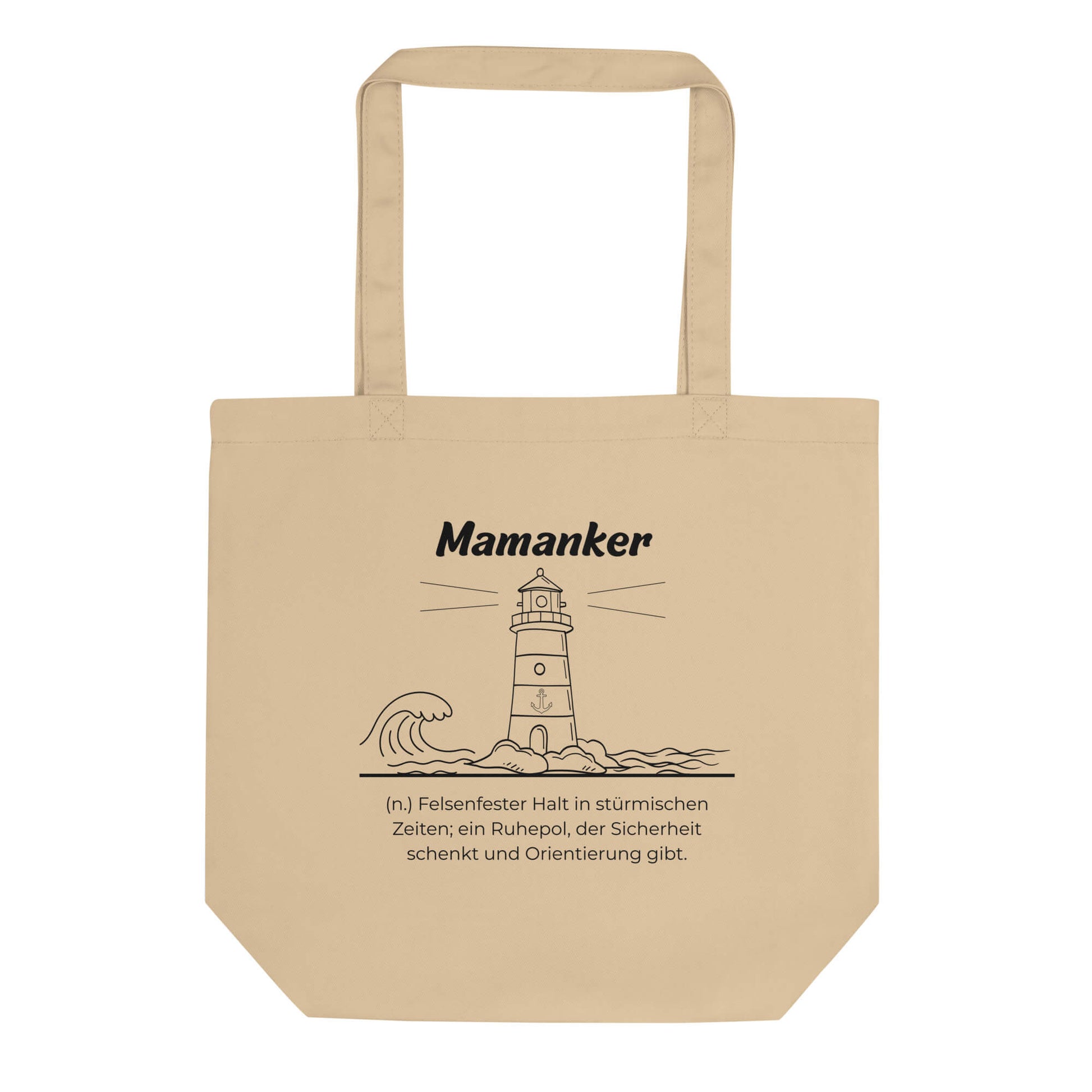 Geschenk Einkaufstasche - Mamanker Tasche in Khaki aus Bio-Baumwolle - Res5 Edition - Frontansicht mit schwarzem Print