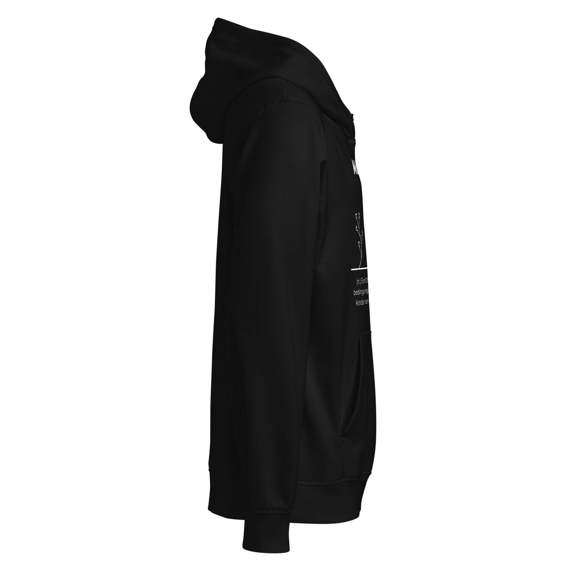 Geschenk Hoodie - Mutterherz Kapuzenpullover in Schwarz aus Bio-Baumwolle - Res5 Edition - Seitenansicht rechts