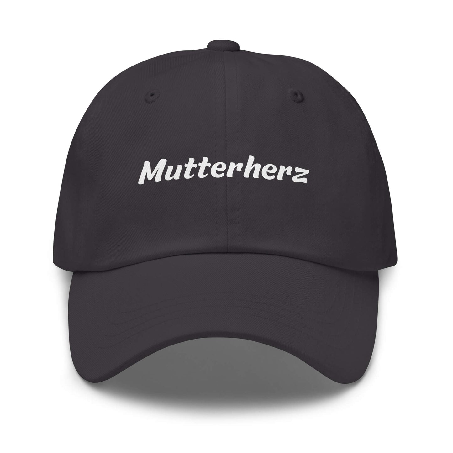 Geschenk Cap - Mutterherz Dad Cap in Grau - Premium Edition - mit weißem Print - Frontansicht