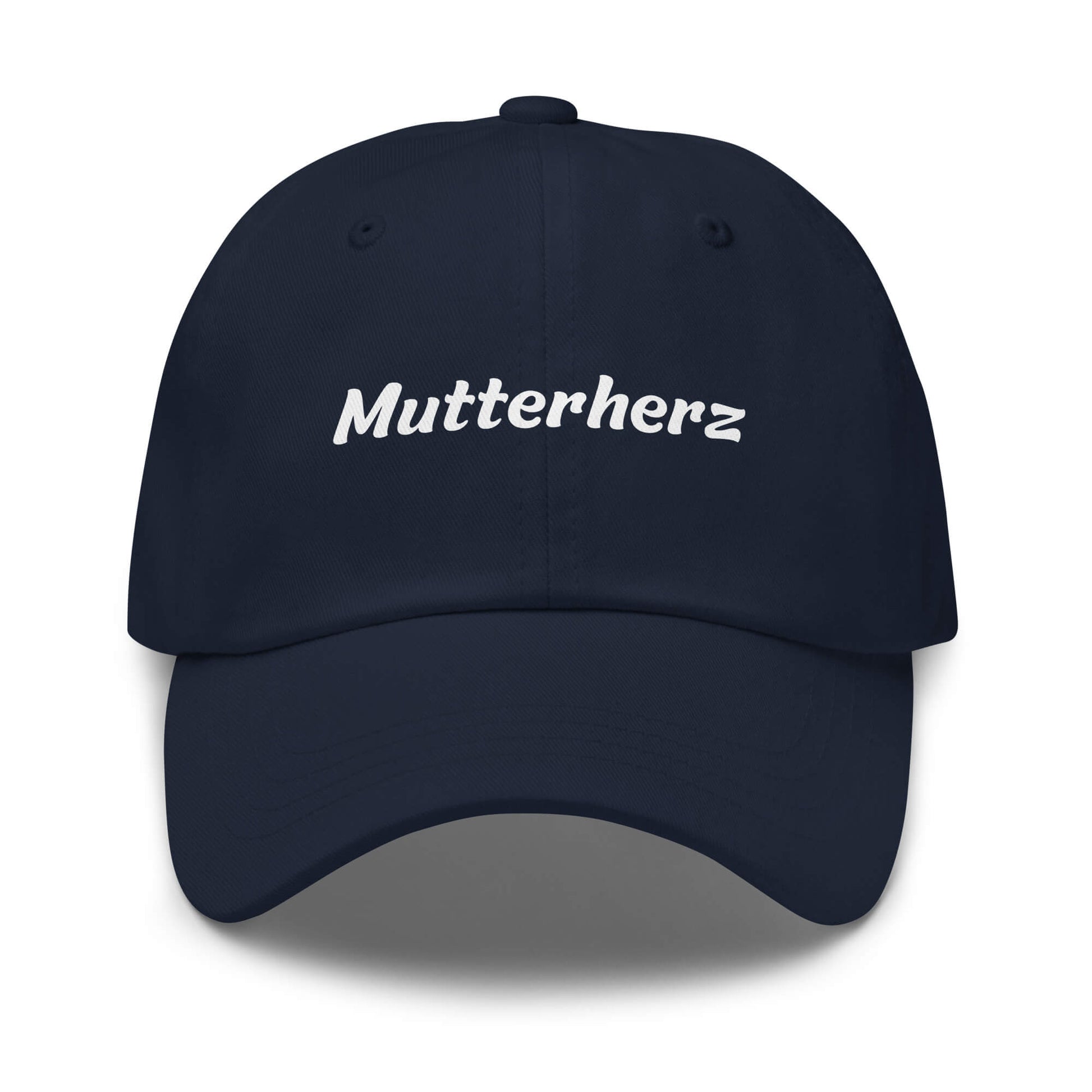 Geschenk Cap - Mutterherz Dad Cap in Marineblau - Premium Edition - mit weißem Print - Frontansicht
