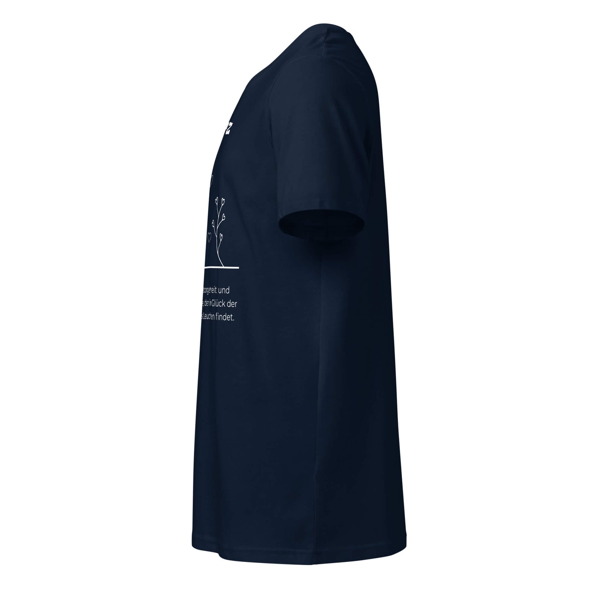 Geschenk T-Shirt - Mutterherz T-Shirt in Marineblau aus 155g/m² Bio-Baumwolle, Res5 Edition, Linke Seite ohne Print