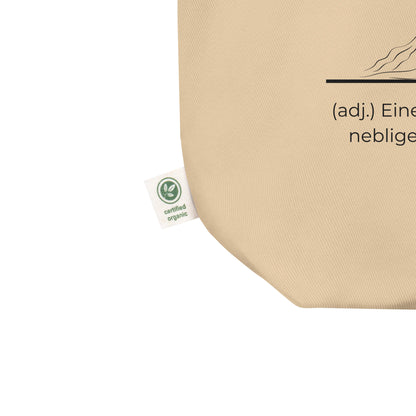 Nebolonomisch Bio-Stoffbeutel. Einkaufstasche in Oyster aus Bio-Baumwolle - Res5 Edition - Ansicht Zertifikat Info