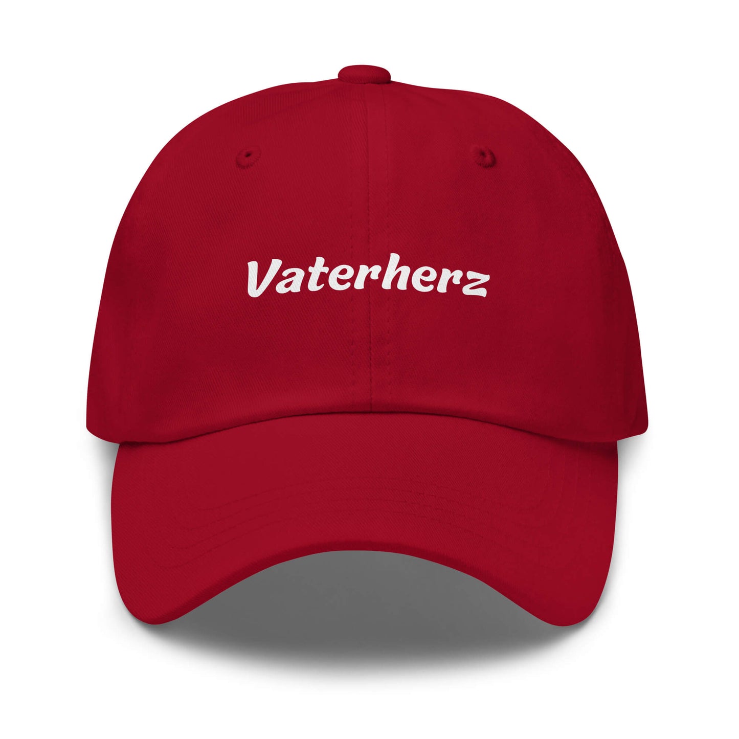 Geschenk Cap - Vaterherz Dad Cap in Cranberry - Premium Edition - mit weißem Print - Frontansicht