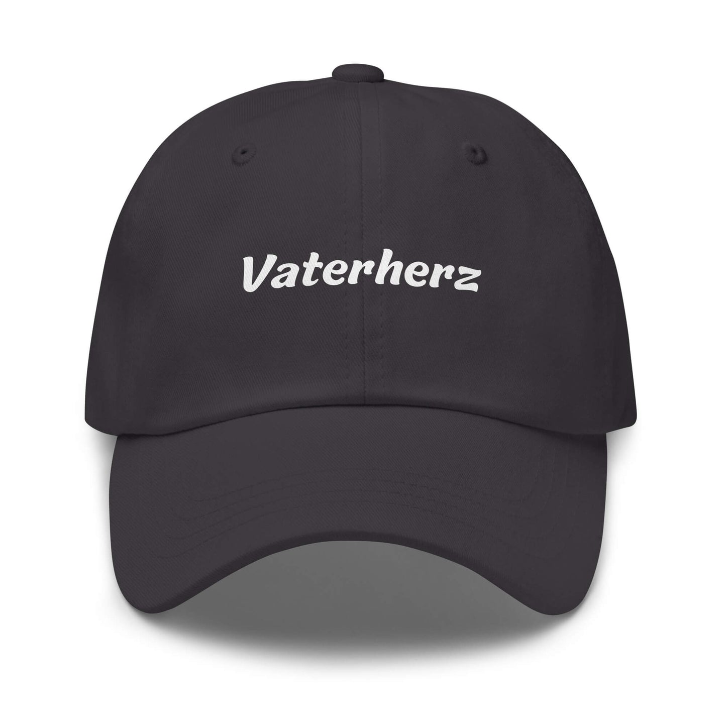 Geschenk Cap - Vaterherz Dad Cap in Grau - Premium Edition - mit weißem Print - Frontansicht