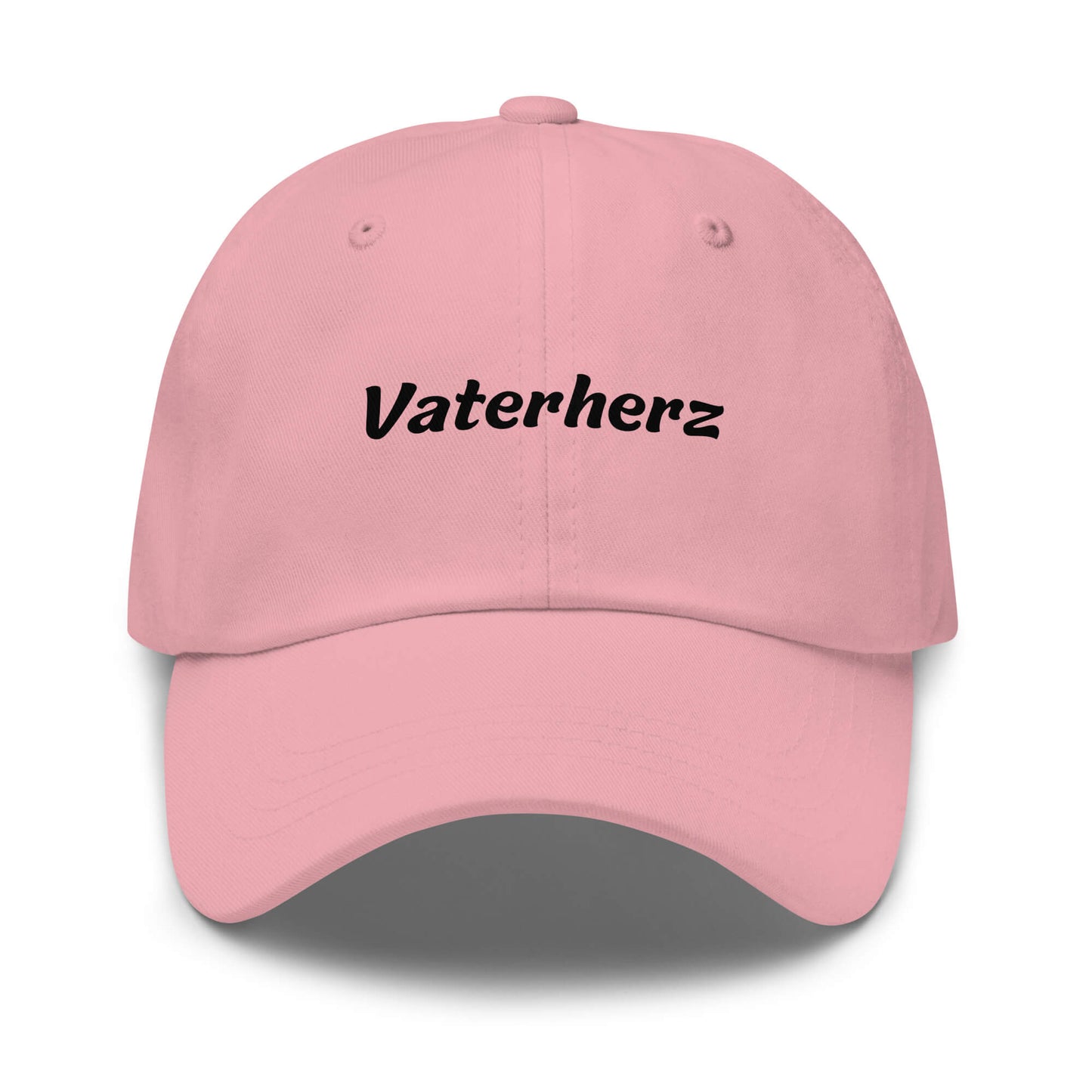 Geschenk Cap - Vaterherz Dad Cap in Pink - Premium Edition - mit schwarzem Print - Frontansicht