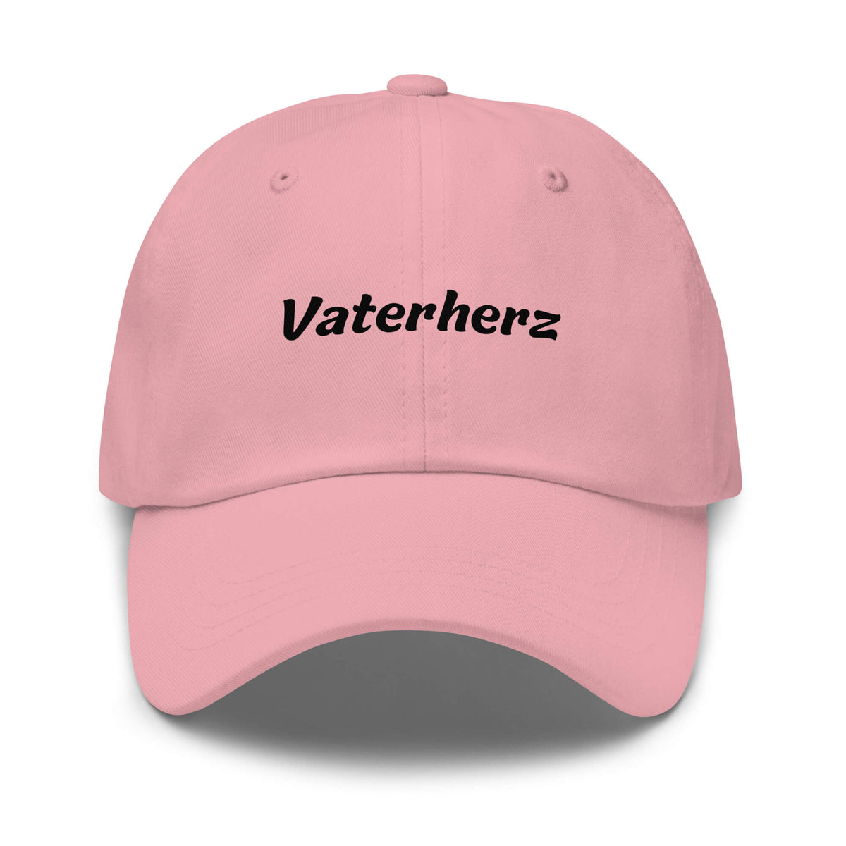 Geschenk Cap - Vaterherz Dad Cap in Pink - Premium Edition - mit schwarzem Print - Frontansicht