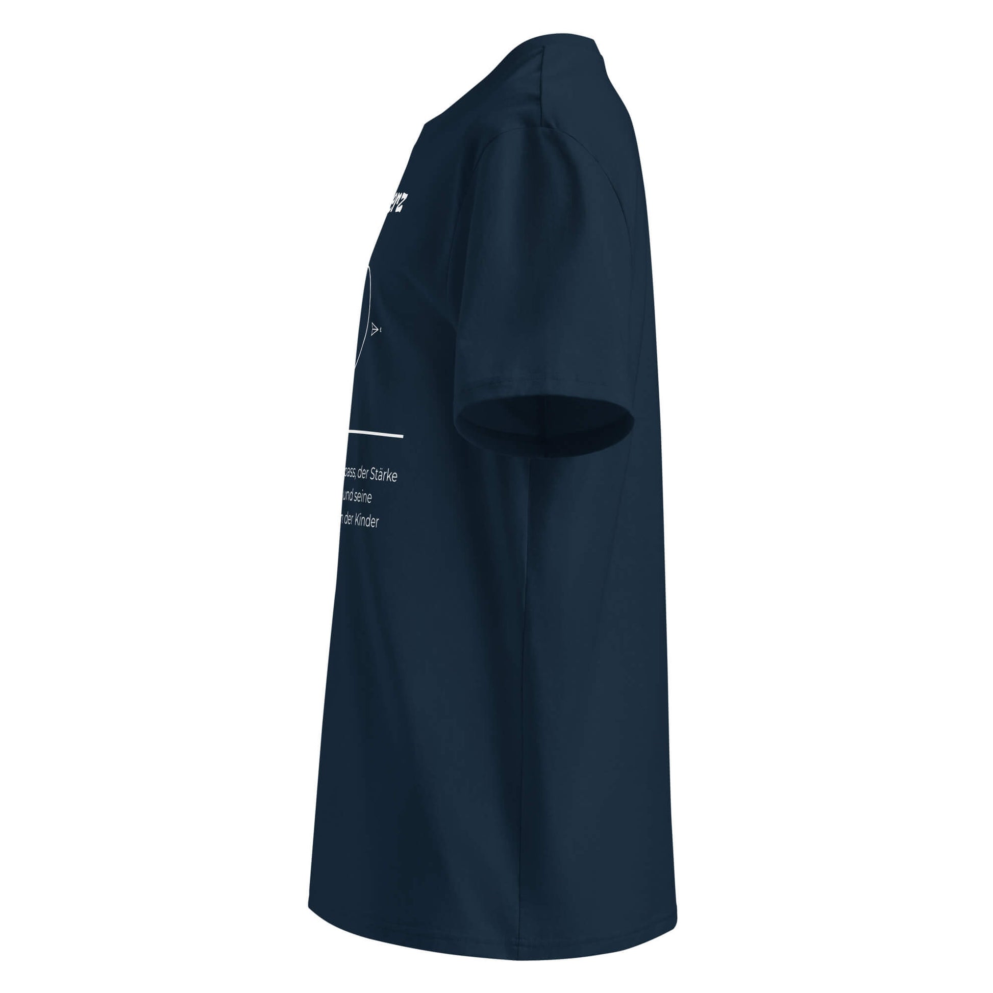 Geschenk T-Shirt - Vaterherz T-Shirt in French-Navy aus 180/m² Bio-Baumwolle, Premium Edition, Linke Seite ohne Print