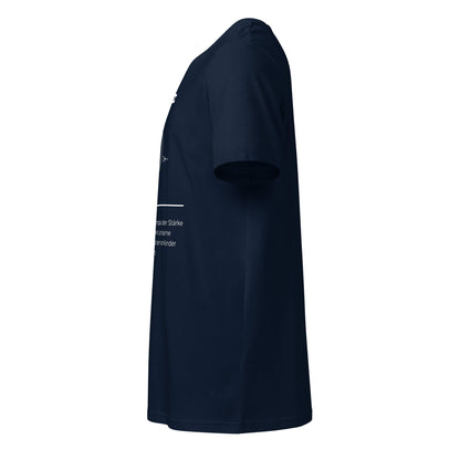 Geschenk T-Shirt - Vaterherz T-Shirt in Marineblau aus 155g/m² Bio-Baumwolle, Res5 Edition, Linke Seite ohne Print
