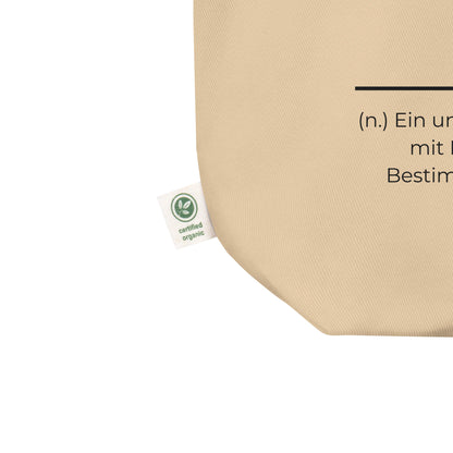 Geschenk Einkaufstasche - Vaterherz Tasche in Khaki aus Bio-Baumwolle - Res5 Edition - Ansicht zertifzierte Info