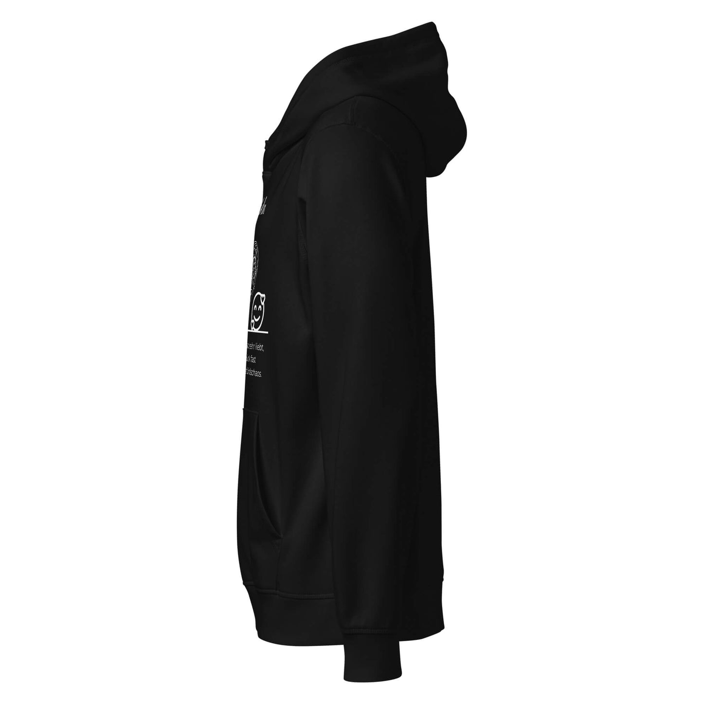 Hoodie mit Spruch - Verzweiliebeln Kapuzenpullover in Schwarz aus Bio-Baumwolle - Res5 Edition - Seitenansicht Links