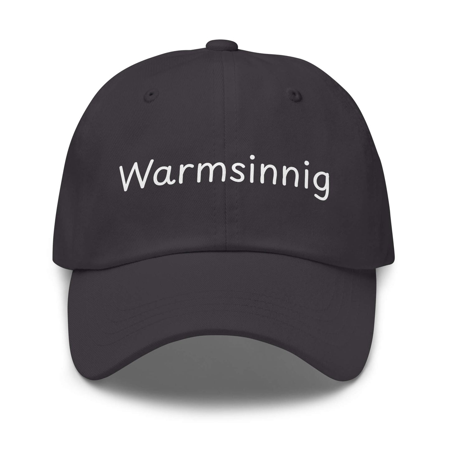 Warmsinnig Premium Dad Cap in Grau aus Chino-Baumwoll-Twill - neues Wort für wohlige Wärme - Front - Wortstolz Design
