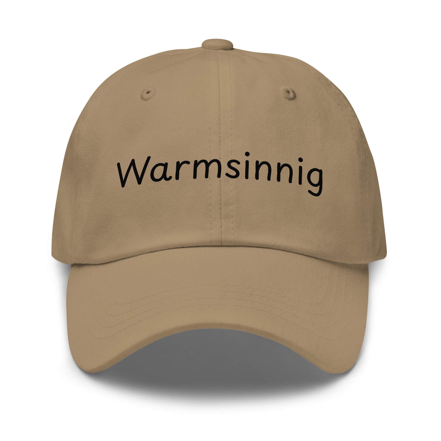 Warmsinnig Premium Dad Cap in Khaki aus Chino-Baumwoll-Twill - neues Wort für wohlige Wärme - Front - Wortstolz Design