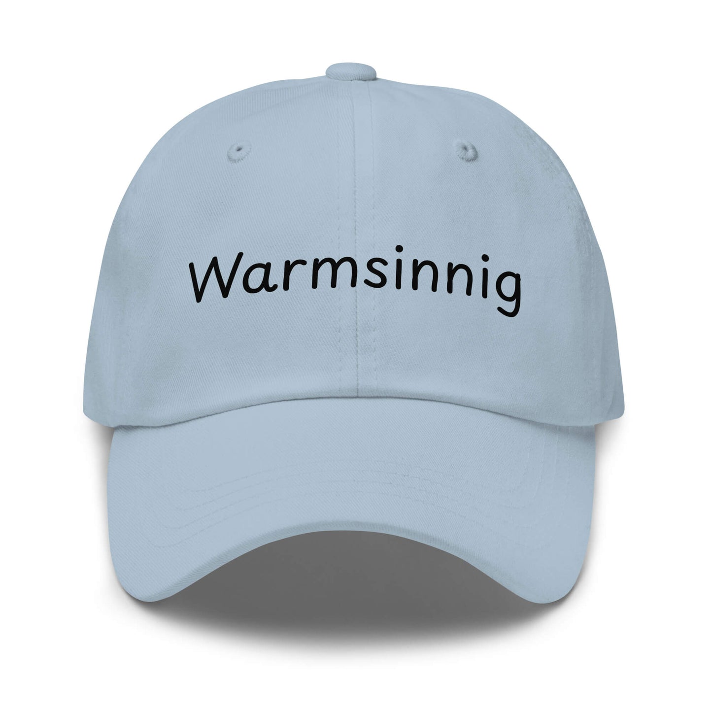Warmsinnig Premium Dad Cap in Light Blue aus Chino-Baumwoll-Twill - neues Wort für wohlige Wärme - Front - Wortstolz Design