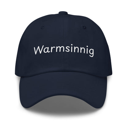 Warmsinnig Premium Dad Cap in Marineblau aus Chino-Baumwoll-Twill - neues Wort für wohlige Wärme - Front - Wortstolz Design
